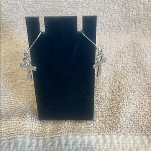 Silver Ankh Dangle Earrings